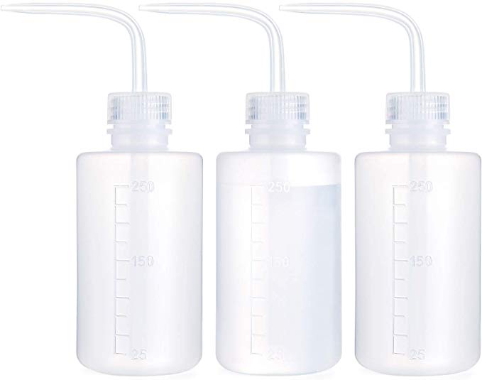 Mkono 3 Pack Plant Flower Succulent Watering Bottle Plastic Bend Mouth Watering Cans Safety Wash Bottle Squeeze Bottle, 250ML