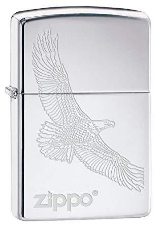 Zippo Lighter: Engraved Soaring Eagle - High Polish Chrome 79491