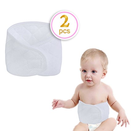 Kosbon 2pcs Baby Infant Pure Cotton Umbilical Cord ,Adjustbale Double Layer Neonatal Umbilical Bellyband Umbilical Hernia Truss.