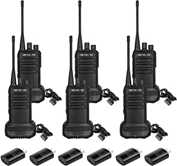 Retevis RB29 Two Way Radio Long Range Rechargeable,Heavy Duty 2 Way Radios,USB Charger,VOX Hands-Free Walkie Talkies,Portable FRS Two-Way Radios for Church Retail Security(6 Pack)