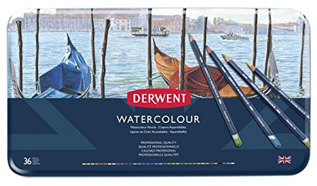 Derwent Colored Pencils, Watercolor, Water Color Pencils, Drawing, Art, Metal Tin, 36 Count (32885)