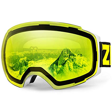 Zionor X4 Ski Snowboard Snow Goggles Magnet Dual Layers Lens Spherical Design Anti-Fog UV Protection Anti-Slip Strap for Men Women