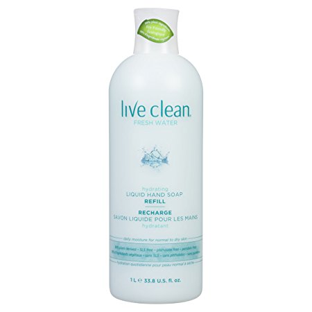 Live Clean Refill Liquid Hand Soap, Light Blue, Fresh Water, 1 L