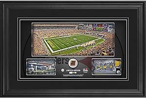 Sports Memorabilia - Pittsburgh Steelers Framed 10x 18Stadium Panoramic Collage with Game-Used Football - Limited Edition of 500 - NFL Game Used Football Collages