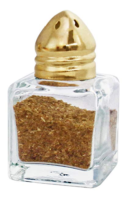 New Star Foodservice 22223 Glass Cube Mini Salt and Pepper Shaker with Gold Plated Top, 0.5-Ounce, Set of 48