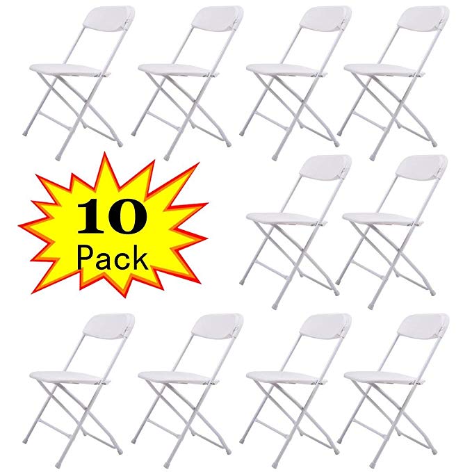 JAXPETY 10PCS Plastic Folding Chairs Wedding Banquet Seat Premium Party Event Chair White