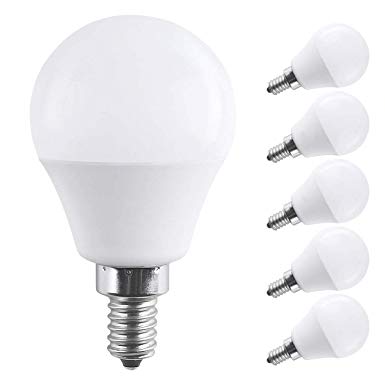 BATHEBRIGHT E12 LED Bulb,50 Watts Equivalent G14 Candelabra Light Bulb 5W Lamp Warm White 2700K Decorative Non-Dimmable Pack of 6