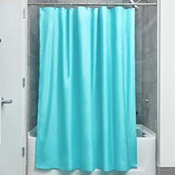 InterDesign Mildew-Free Water-Repellent Fabric Shower Curtain, 72-Inch by 72-Inch, Aqua