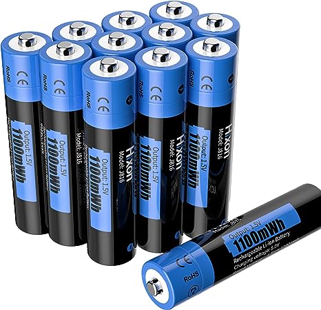 Hixon 1.5V Rechargeable Batteries Lithium AAA 1100mWh High-Capacity Long-Lasting Triple AAA Li-ion Battery 12Counts,1600 Cycles,Constant Output(No Charger)