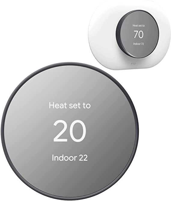 Google Nest Thermostat - Smart Thermostat for Home - Programmable WiFi Thermostat - Charcoal GA02081-US Bundle with elago Wall Plate Cover Plus Compatible with Google Nest Thermostat - White