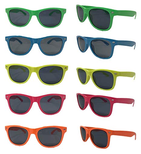 Neon Sunglasses (Bulk Pack 30) Assorted Bright Colors Wayfarer Neon Sunglasses Party Favors Party Pack Wholesale for Adults Kids Better Quality