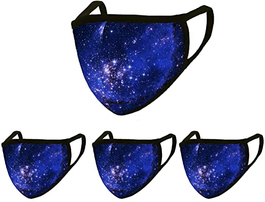 Pack 4 Cute Potato Galaxy Cloth Face Protections with Nose Wire Breathable Washable Reusable