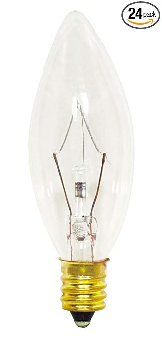 Satco 40B8/Petite Incandescent Decorative Light, 40W E12 B8, Clear Bulb [Pack of 24]