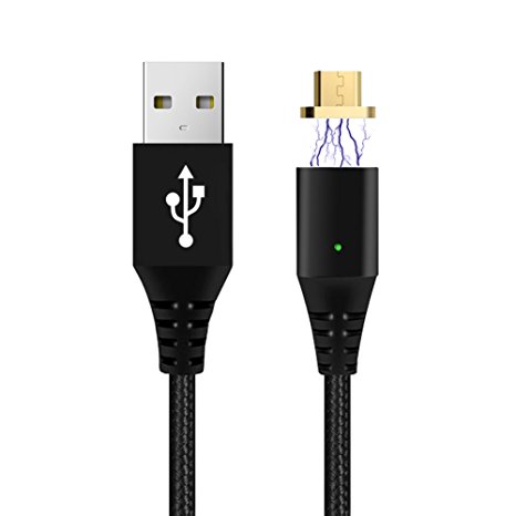 Magnetic Cable , MENGGOOD Micro USB Cable Nylon Braided USB Charger Data Cables Android Charge Line for Samsung Galaxy S2 S3 S4 S5 Huawei LG Sony HTC Kindle PS4 Controller etc [Black]