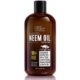Neem Oil Organic and Wild Crafted Pure Cold Pressed Unrefined Cosmetic Grade 12 oz for Skincare Hair Care and Natural Bug Repellent by Oleavine