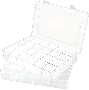 2 Pcs Large 24 Grids Plastic Organizer Box, Grids Clear Plastic Organizer Box, for kitchen Storage, Party and Travel