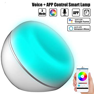 Smart Table Night Lamp, SUNETLINK WiFi Desktop Night Light, Color Changing LED Night Light Works with Amazon Alexa/Google Home, Connected App Controlled by Voice Or Smart Phones (LG-4)
