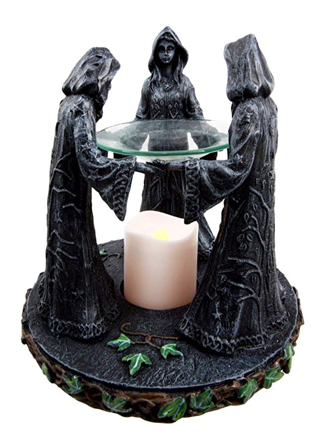 Atlantic Collectibles Triple Goddess Maiden Expectant Mother & Crone Pagan Decorative Candle Holder Oil Wax Warmer Diffuser Figurine 5.75"H