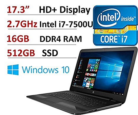 HP Flagship 17.3" HD  High Performance Business and Home Laptop PC - Intel DuaL-Core i7-7500U up to 3.5GHz, 16GB DDR4, 512GB SSD, DVD Burner, DTS Sound, WLAN, Ethernet, Webcam, HDMI, USB 3.0, Win 10