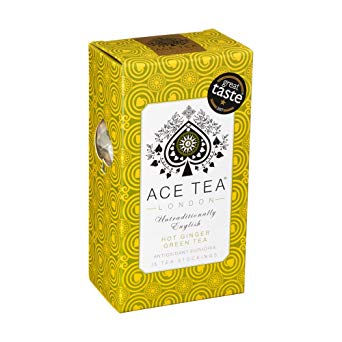 Hot Ginger Green Tea Bags by Ace Tea London, One Star Great Taste Award Winner 2017,15 Tea Stockings