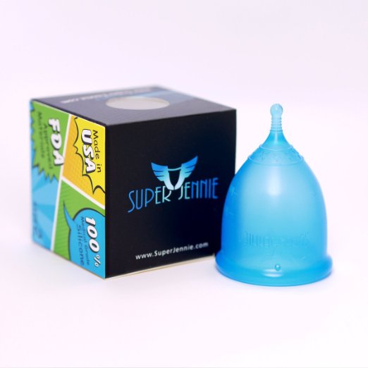 Super Jennie Menstrual Cup - Made in USA - FDA Registered Large Blue