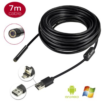 Volador 5.5mm Phone Borescope USB Inspection Camera,2 In 1 Micro USB OTG Android Phone Endoscope USB Camera with 7M 23ft Long and 6 LEDs for Android 4.0  Win7 Win8 Win10 OS