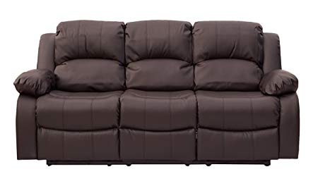 Athon furniture Brown 3 seater, Double Recliner Sofa, Quality Premium Leather settee, Couche suite