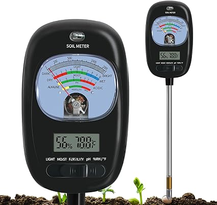 7-in-1 Soil Test Kit, Soil Moisture Meter/Fertility/Sunshine/ph Soil Tester, Air Humidity& Soil Hygrometer Temperature for Garden, Farm, Lawn Care Moisture Meter for Hous Plants