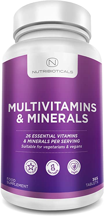 New 26 Essential Multivitamins & Minerals | 1 Year Supply | Vegan Friendly | Non-GMO | 365 Tablets by Nutribioticals