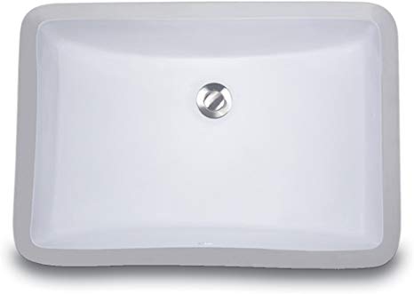 Nantucket Sinks UM-18x12-W 18-Inch by 12-Inch Rectangle Ceramic Undermount Vanity, White