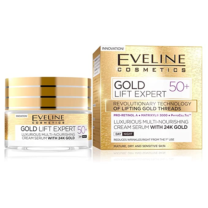 Eveline Cosmetics Gold 24karat Gold Lift Expert Strong Anti-Wrinkle Firming Cream Day & Night 50   50ml