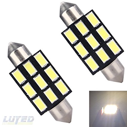 LUYED 2 X 360 Lumens Super Bright 5630 9-EX Chipsets Error Free 1.54 inches 39mm 6411 6413 6423 6461 6418 DE3425 DE3423 LED Bulbs Used For Dome light,Xenon White