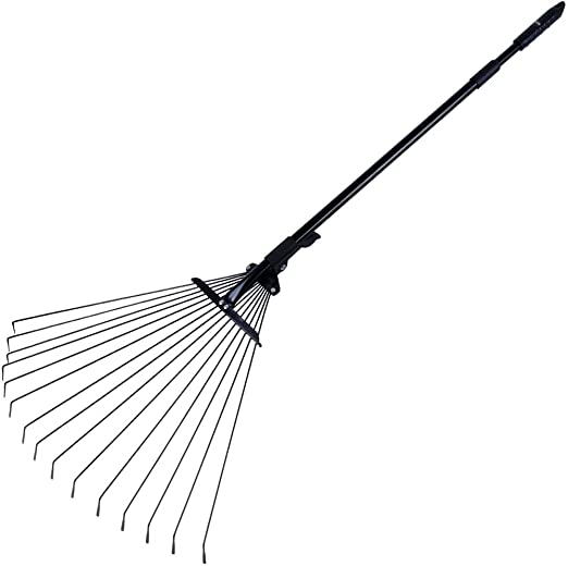 Rovtop RLR1-JKRPUK03 63 Inch Garden Leaf Rake, Rovtop 30 to 63-Inch Adjustable Lawn