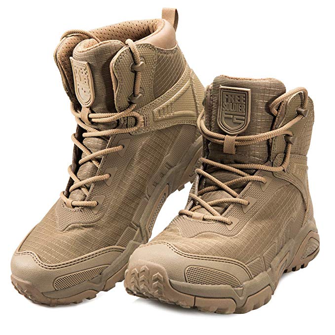 FREE SOLDIER Men's Tactical Boots 6 Inches Lightweight Combat Boots Durable Hiking Boots Military Desert Boots