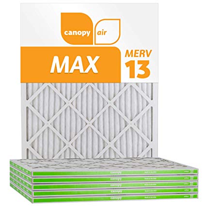 Canopy Air 16x25x1 MERV 13, MAX Allergen Protection Air Filter for a Healthy Home, 16x25x1, Box of 6, Made in The USA
