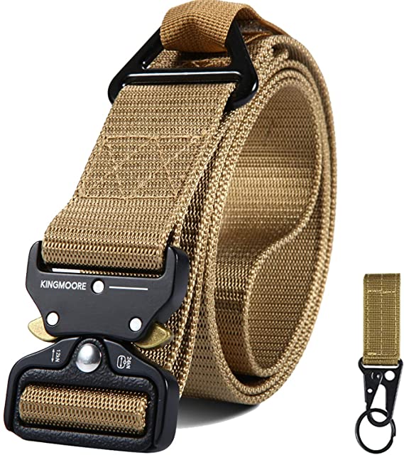 Tactical Belt,Military Utility Web Belt Heavy-Duty Nylon Strap with Buckle & V-Ring for Men Women