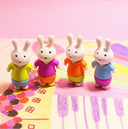 2pc Bunny rubber three-dimensional animal rubber can stand cartoon eraser