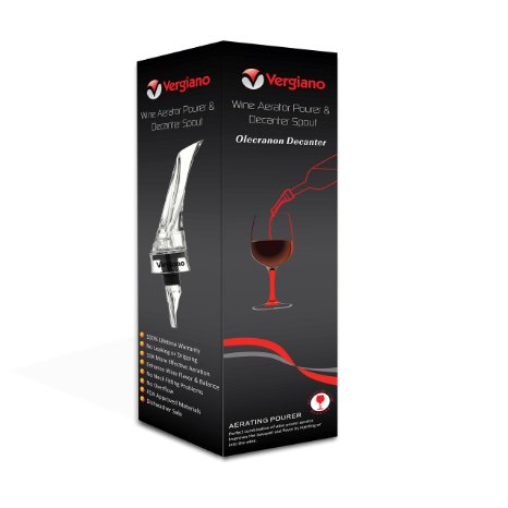 Vergiano Wine Aerator Pourer & Decanter Spout - Premium Quality Red Wine Decanter - Drip Free Diffuser