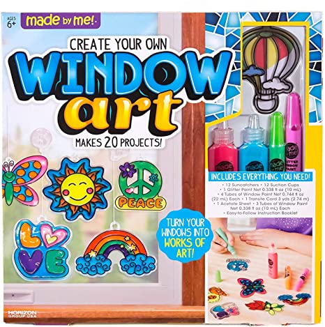 Made By Me Create Your Own Window Art by Horizon Group USA, Paint Your Own Suncatchers. Kit Includes 12 Pre-Printed Suncatchers   DIY Acetate Sheet, Assorted Colors New Version