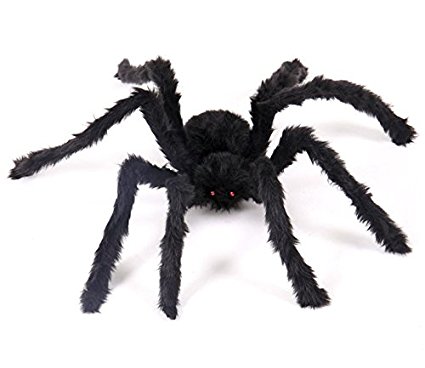 Giant 5 ft Spider Halloween Decorations – Large Hairy Black Spooky Scary Party Display – Indoor Outdoor Hanging Adjustable Decor