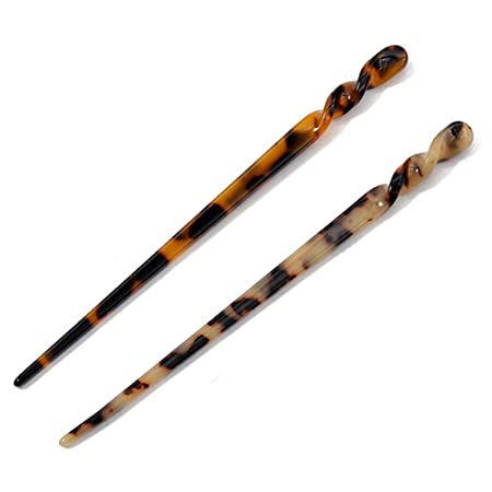 2 Pcs 6.9" Acetate Hair Sticks Tortoise Shell Hairpin Chopsticks Hair Accessories for Women and Girls