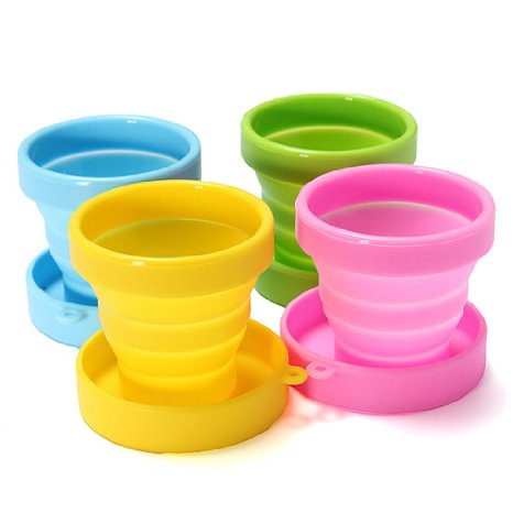 Stanaway 8 pcs Handy Collapsible Cup, Silicone Portable Telescopic Outdoor sports Travel Camping Hiking Folding Cup (8, 2 X Blue, 2 X Green, 2 X Pink, 2 X Yellow)