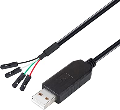 DTech USB to TTL Serial Adapter 3.3V Debug Cable TX RX Signal 4 Pin Female Socket PL2303 Prolific Chip Windows 10 8 7 XP Vista (3ft, Black)