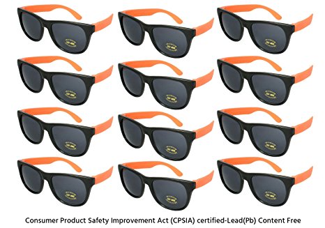 Edge I-Wear 12 Pack Neon Party Sunglasses with UV 400 Lens (Made in Taiwan)