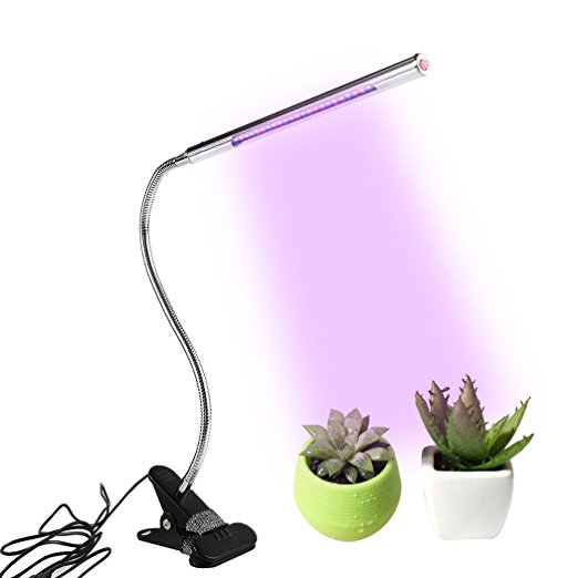 SIEGES Grow Light Adjustable 3 Level Red & Blue Light Dimmable Adjustable Clip Desk Grow Lamp Flexible Gooseneck 360 Degree for Indoor Plants Hydroponic Garden Greenhouse and Office (5W)