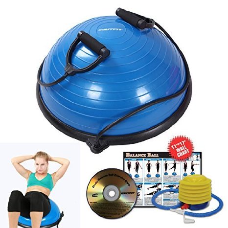RitFit Balance Ball Trainer with Resistance Bands(Free Air Pump, Resistance Bands, Exercise Wall Chart, Workout DVD, Measuring Tape)