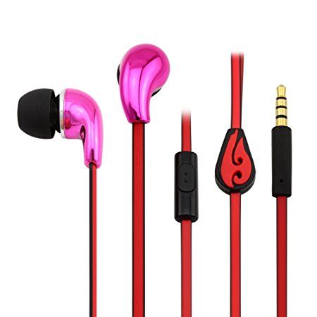 Dairle EP174 3.5mm Beautiful Gift Pink in Ear Earbuds Headphones with Microphone, Bass Earphones Mobile Headset with Microphone, Working with Android Mobile Phone, Iphone56s, Apple Ipad, Mp3 Mp4, Tablet PC, Laptop