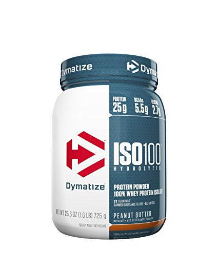 Dymatize ISO 100 Whey Protein Powder Isolate, Peanut Butter, 1.6 lbs