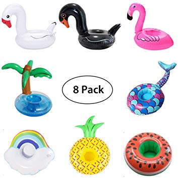 Inflatable Drink Holders, 8 Pack Pool Water Float Drink Floaties Party Accessories Cup Coasters for Summer Pool Beach & Kids Water Bath Fun Toys