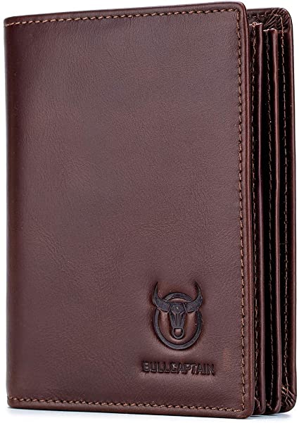 BAIGIO Mens Wallet Genuine Leather RFID Blocking Bifold Large Capacity Slim Front Pocket ID Window Credit Card Holder with 15 Card Slots